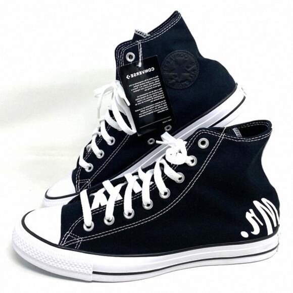 Converse Ctas High Top Canvas Black Wedding A02247C-BLKBLKWT Custom Sneakers Men - Picture 1 of 8